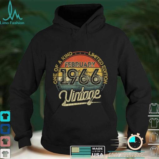 Vintage Retro February 1966 56th Birthday Gift 56 Years Old T Shirt