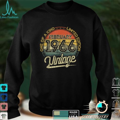 Vintage Retro February 1966 56th Birthday Gift 56 Years Old T Shirt