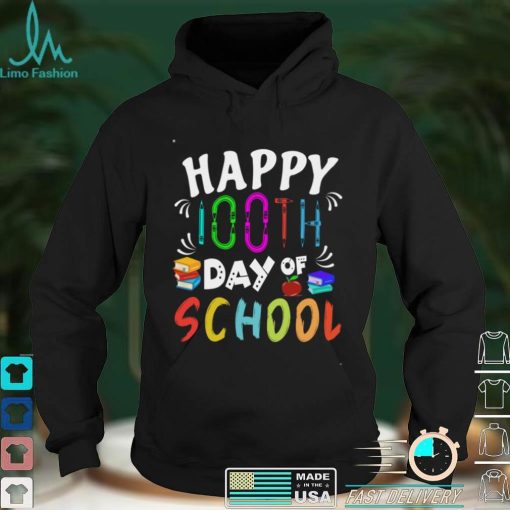 happy 100th day of school shirt student and teacher books Long Sleeve T Shirt