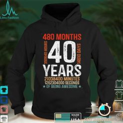 40th Birthday Gifts 40 Years Old 480 Months Retro Vintage T Shirt