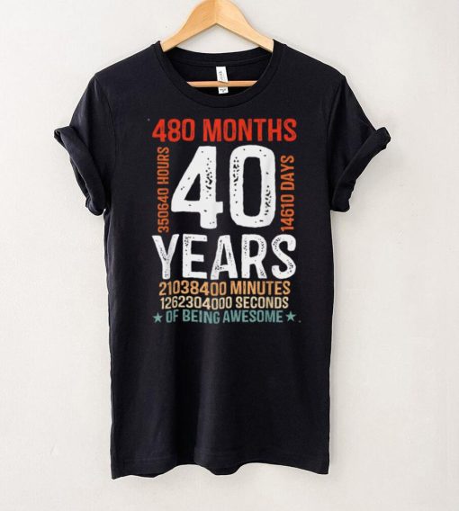 40th Birthday Gifts 40 Years Old 480 Months Retro Vintage T Shirt