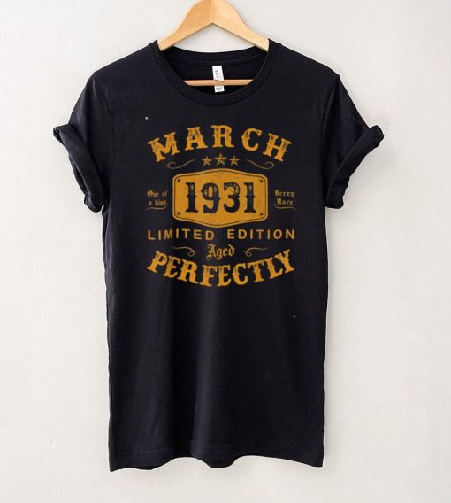91 Year Old Birthday Gifts Vintage March 1931 91st Birthday T Shirt