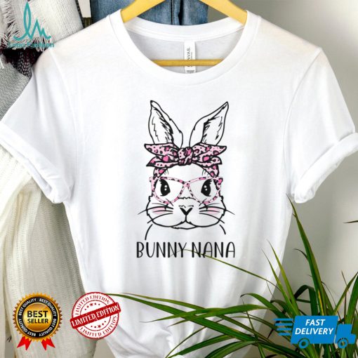 Cute Bunny Nana Leopard Print Glasses Easter Women Girls T Shirt