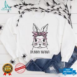 Cute Bunny Nana Leopard Print Glasses Easter Women Girls T Shirt