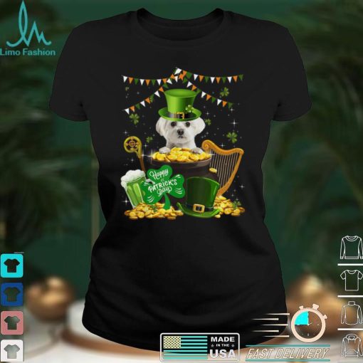 Cute Maltese Dog Shamrock St Patricks Day Dog Irish T Shirt