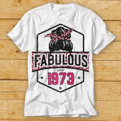 Fabulous since 1973 49th Birthday Shirt Leopard Messy Bun Raglan Baseball Tee