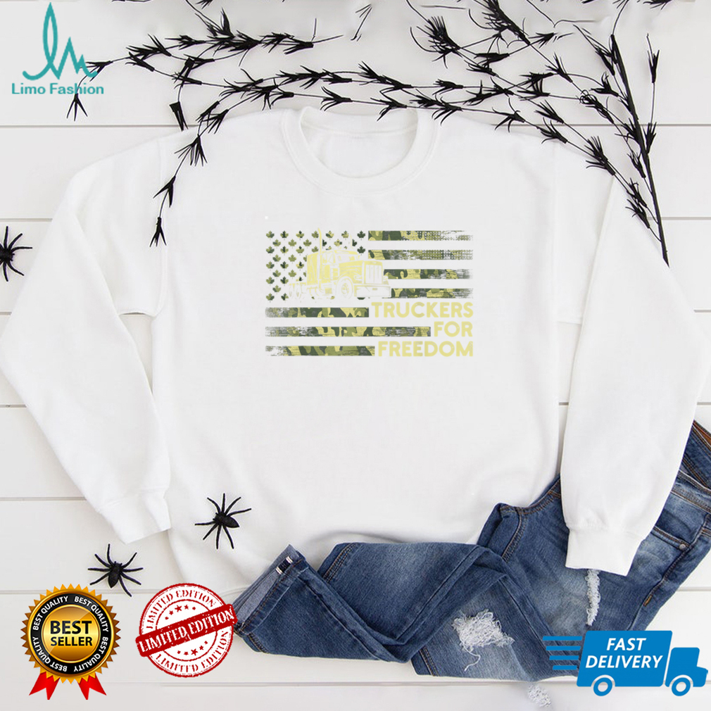 Freedom Convoy 2022, Support Canadian Truckers Flag Camo USA T Shirt Hoodie, Sweater shirt