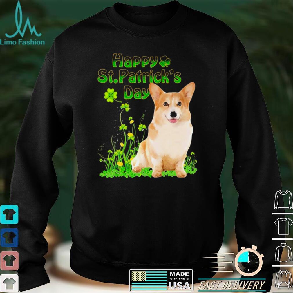 Happy St. Patricks Day Patrick Gold Grass Corgi Dog Shirt