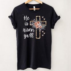 He is Risen Ya’ll Cheetah Cross Christian Faith Happy Easter T Shirt