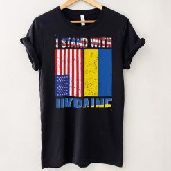 I Stand With Ukraine Support Ukrainian American USA Flag T Shirt