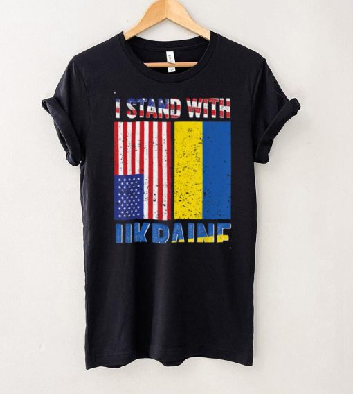 I Stand With Ukraine Support Ukrainian American USA Flag T Shirt