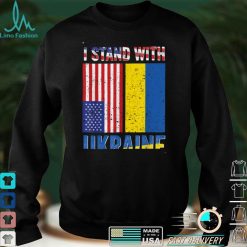 I Stand With Ukraine Support Ukrainian American USA Flag T Shirt