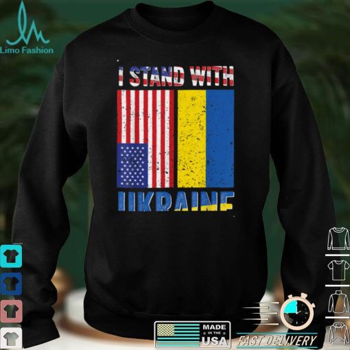 I Stand With Ukraine Support Ukrainian American USA Flag T Shirt