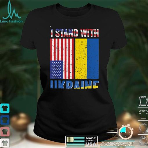 I Stand With Ukraine Support Ukrainian American USA Flag T Shirt