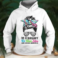In February We Wear Zebra Messy Bun Rare Disease Awareness T Shirt Hoodie, Sweater shirt