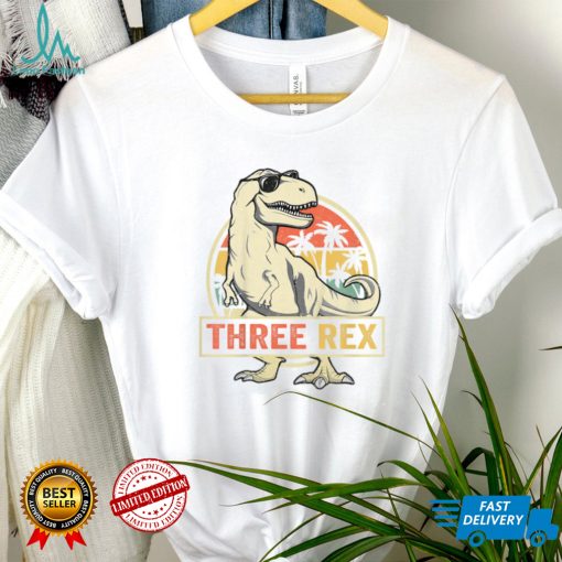Kids Three Rex 3rd Birthday Shirt Third Dinosaur 3 Year Old T Shirt Hoodie, Sweater shirt