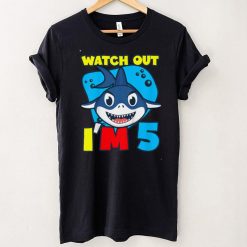 Kids Watch Out I'm 5 Shark Sea Animal 5th Birthday Party Gift T Shirt