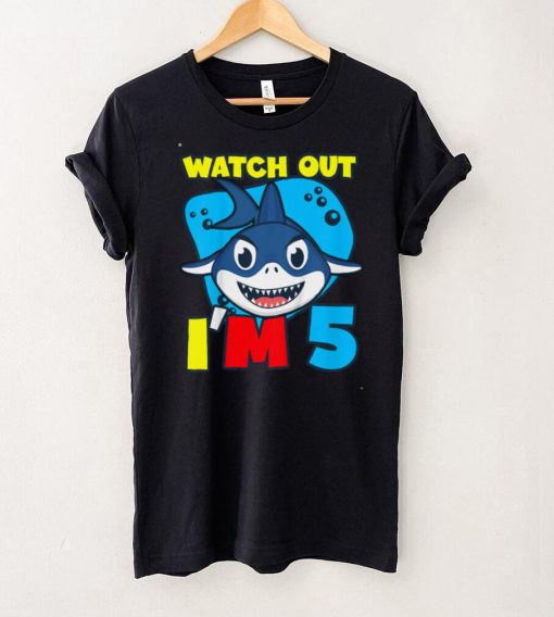 Kids Watch Out I’m 5 Shark Sea Animal 5th Birthday Party Gift T Shirt