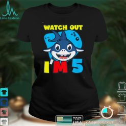 Kids Watch Out I'm 5 Shark Sea Animal 5th Birthday Party Gift T Shirt