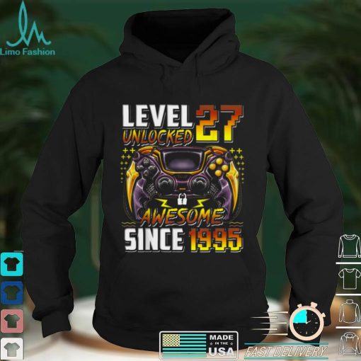 Level 27 Unlocked Awesome Since 1995 27th Birthday Gaming Shirt