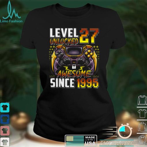 Level 27 Unlocked Awesome Since 1995 27th Birthday Gaming Shirt