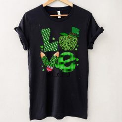 Love Pre K Preschool Teacher St Patrick’s Day Apple Leopard T Shirt