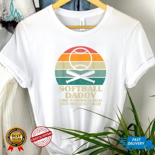 Mens Father's Day Softball Dad Retro Sunset Father's Day T Shirt