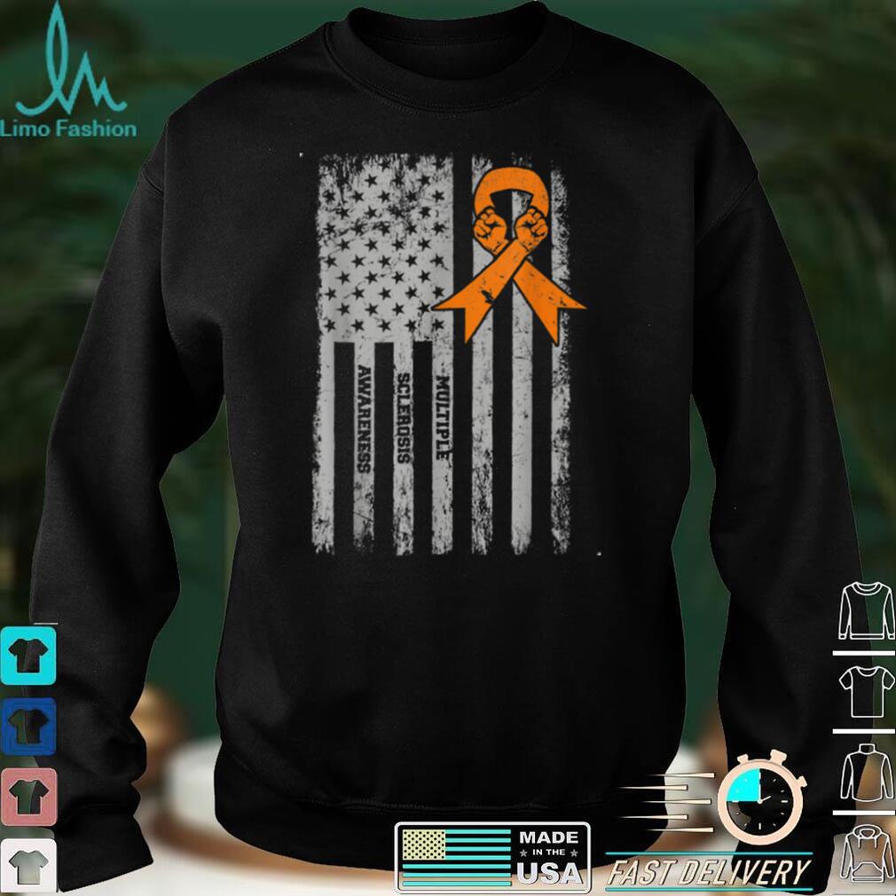 Multiple Sclerosis Awareness USA American Flag MS Ribbon T Shirt Multiple Sclerosis Awareness USA American Flag MS Ribbon T Shirt