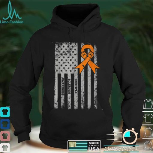 Multiple Sclerosis Awareness USA American Flag MS Ribbon T Shirt