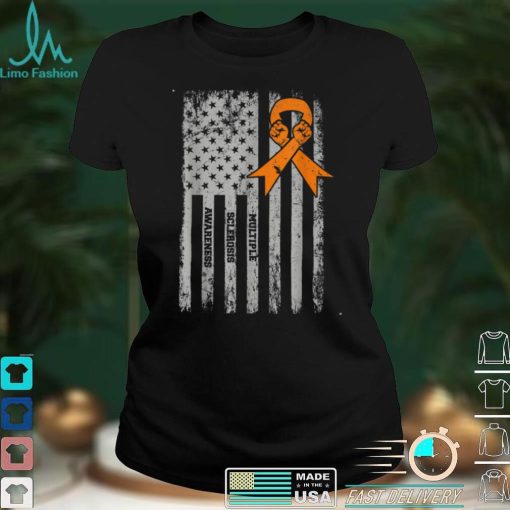 Multiple Sclerosis Awareness USA American Flag MS Ribbon T Shirt