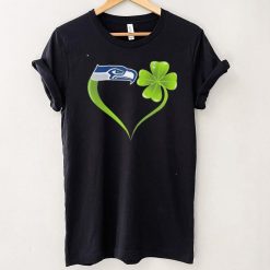 New Official Irish St Patrick Day Shamrock Heart Football Team Seattle Seahawk T Shirt