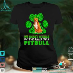 St Patricks Day My Heart Is Held By The Paws Of A Brown Pitbull Terrier Shirt