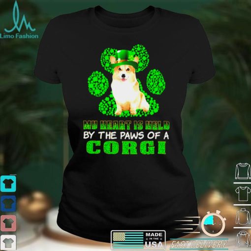 St Patricks Day My Heart Is Held By The Paws Of A Corgi Shirt