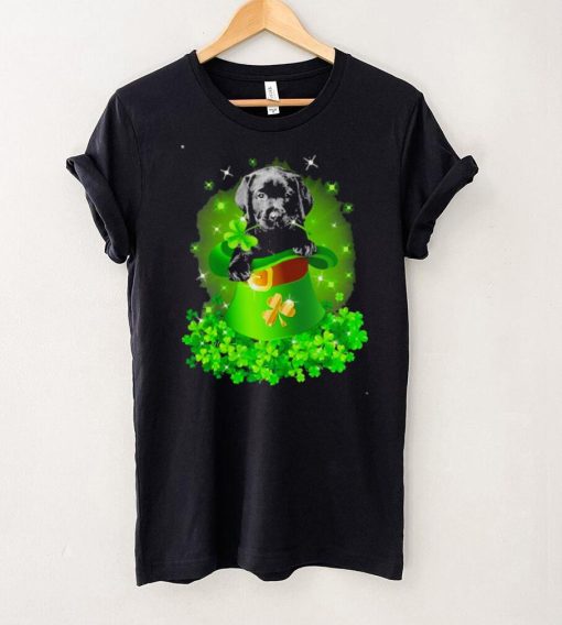 St. Patricks Day Shamrock Lucky Hat Black Labrador Pup Dogs Shirt
