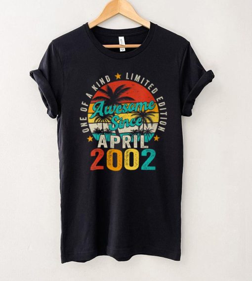 Womens 20th Birthday Gifts Vintage April 2002 20 Year Old Retro V Neck T Shirt Shirt