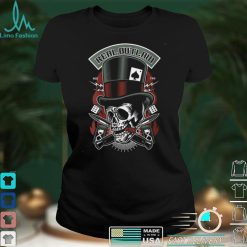 Womens Gangster Skull Outlaw Poker Player Skeleton V Neck T Shirt