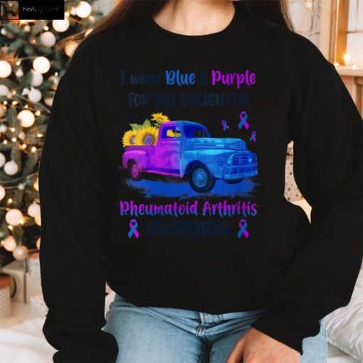 Womens I wear Blue & Purple For Daughter Rheumatoid Arthritis V Neck T Shirt