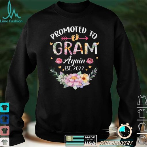Womens Promoted To Gram Again 2022 Flower Grandma Announce V Neck T Shirt Shirt