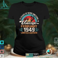 Womens Retro February 1949 73 Year Old Fishing Lovers 73rd Birthday V Neck T Shirt Shirt