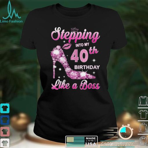 Womens Stepping Into My 40 Birthday Like A Queen 40 Year Old Gifts V Neck T Shirt Shirt