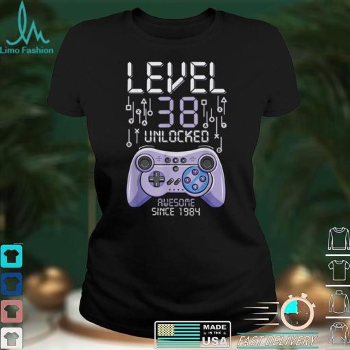 Birthday Gamer Level 38 Years Unlocked Awesome Since 1984 T Shirt B09VYWPK9Z