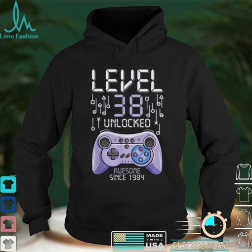 Birthday Gamer Level 38 Years Unlocked Awesome Since 1984 T Shirt B09VYWPK9Z