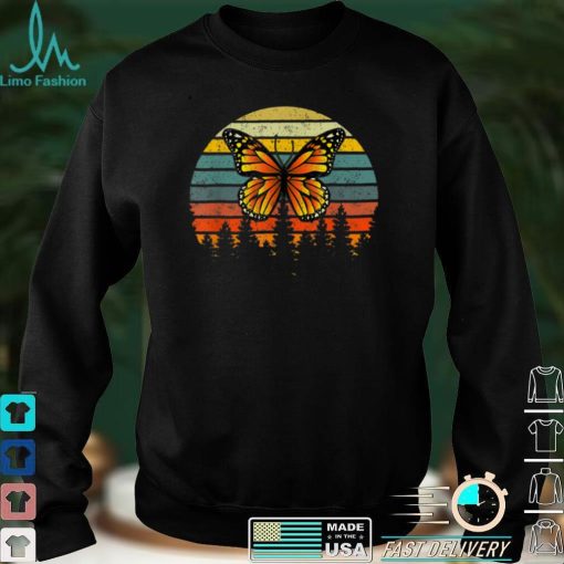 Butterfly Lover Gifts Retro Sunset Insect Monarch Entomology T Shirt