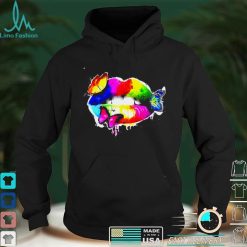 Colorful Sexy Rainbow Lips Mouth With Butterflies Shirt