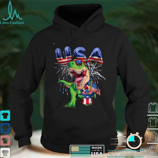 Dinosaur 4th of July Boys T Rex Merica American Flag USA Sweatshirt