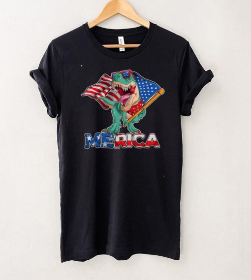 Dinosaur 4th of July Boys T Rex Merica American Flag USA T Shirt