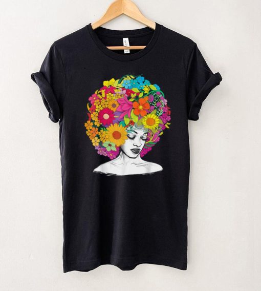 Flower Afro Women Black Queen African American Melanin Queen T Shirt