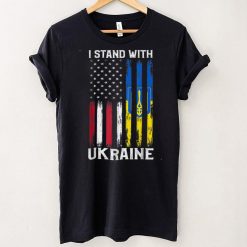 I Stand With Ukraine Flag American Flag Support Ukraine T Shirt