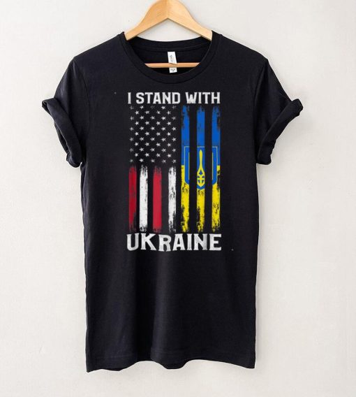 I Stand With Ukraine Flag American Flag Support Ukraine T Shirt