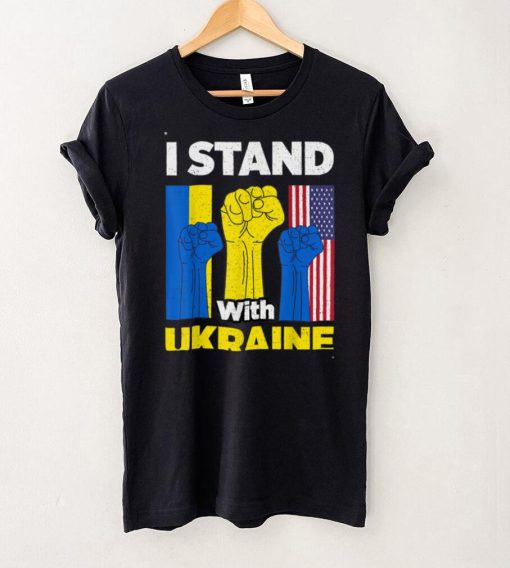 I Stand With Ukraine Support Ukrainian American USA Flag T Shirt